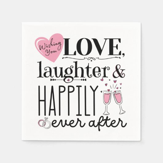 の結婚ナプキンピンクとブラック スタンダードカクテルナプキン (正面)