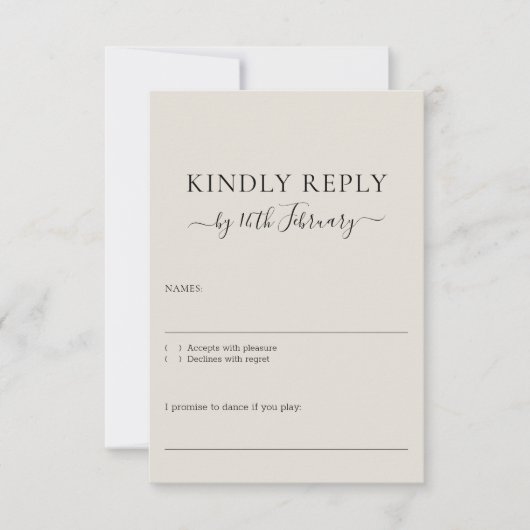 の結婚ニュートラルクリームの署名を親切に答える 出欠カード (正面)