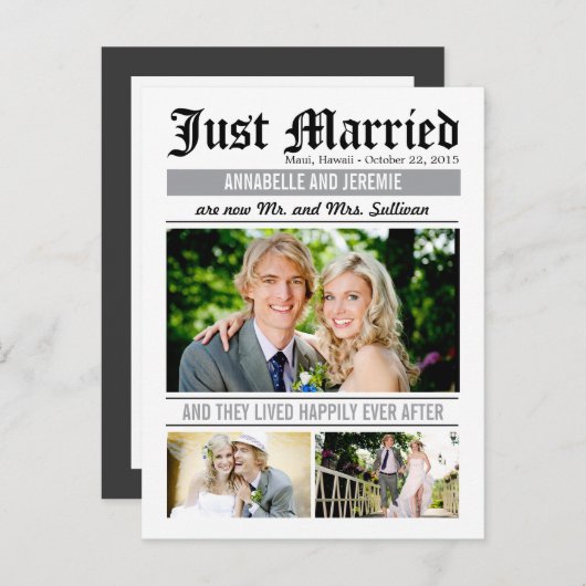 の結婚ニュー結婚ス発表 – ホワイト 案内ポストカード (正面/裏面)