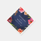 の結婚ネイビー青フローラエレガント水色 スタンダードカクテルナプキン (角)