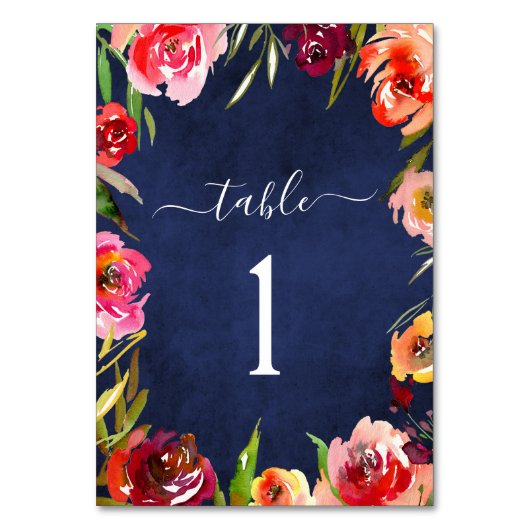 の結婚ネイビー青フローラエレガント水色 テーブルナンバー (裏面)