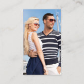 の結婚ネイビ航海のーブルーいかりQR RSVP写真 エンクロージャーカード (裏面)