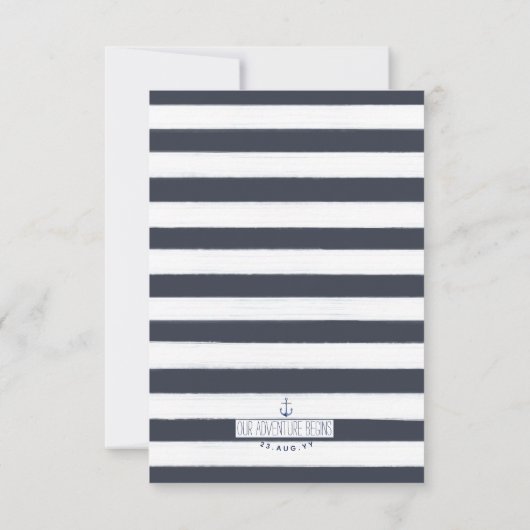 の結婚ネイビ航海のー&ホワイトウォーターのカラーイベント 出欠カード (裏面)