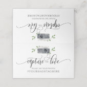 の結婚ハッシュタグのサイン書道の水のカラーカメラ プレイスカード (外部開封)