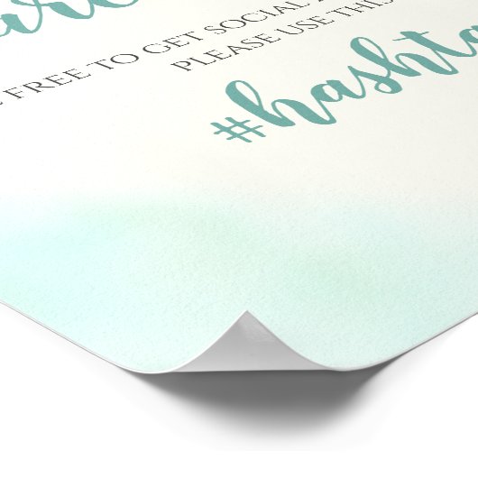 の結婚ハッシュタグのヒトデとリボンのサイン ポスター (角)