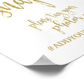 の結婚ハッシュタグ金ゴールドグリッター8x10結婚のサイン ポスター (角)