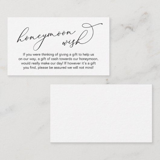 の結婚ハネムーンの願いモダンとロマンチックな脚本 エンクロージャーカード (正面/裏面)