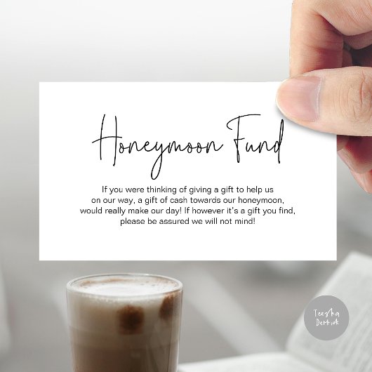 の結婚ハネムーン基金モダン手書き脚本 エンクロージャーカード