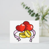 の結婚ハートと結婚リングや輪 ポストカード (スタンド正面)