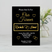 の結婚ハートは私たちのエレガント永遠の金ゴールド 箔招待状 (立ち正面)