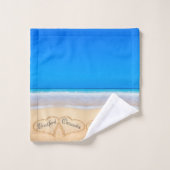 の結婚ハートはSand Family Monogram、Groom Mr. バスタオルセット (ウォッシュタオル)