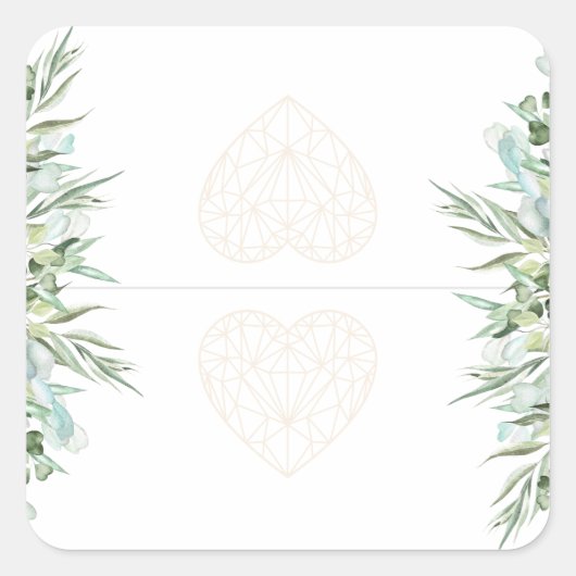 の結婚ハートエレガントの葉分周器タブ スクエアシール (正面)