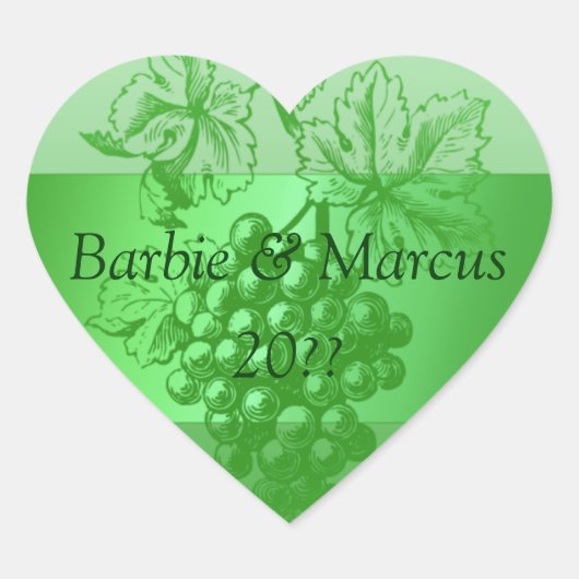 の結婚ハートグリパーソナライズされたンカスタムワインラベル ハートシール (正面)