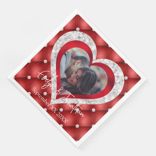 の結婚ハートフレームカスタムフォトレッドダイヤモンド (コーナー)