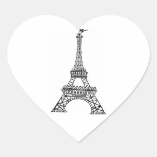 の結婚ハートブラックラインエッフェルタワーパリフランス ハートシール