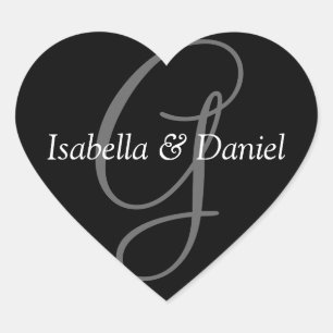 の結婚ハートモノグラム結婚シールのモノグラム ハートシール