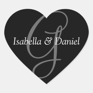 の結婚ハートモノグラム結婚シールのモノグラム ハートシール