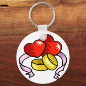 の結婚ハート下のリングや輪 キーホルダー (正面)