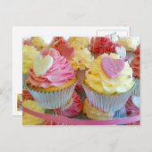 の結婚ハート入りカップケーキ ポストカード (正面/裏面)