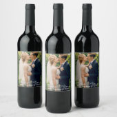 の結婚ハート写真ありがとうありがとうきらめくワイン&ワイン ワインラベル (ボトル)