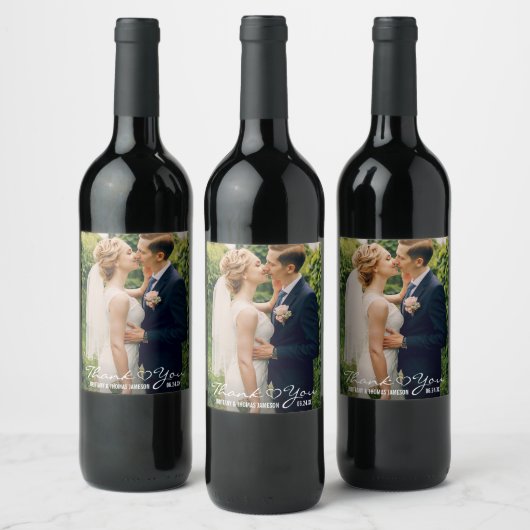 の結婚ハート写真ありがとうありがとうきらめくワイン&ワイン ワインラベル (ボトル)