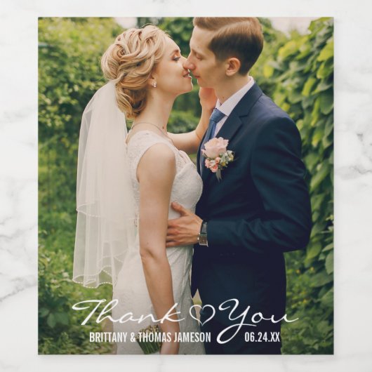 の結婚ハート写真ありがとうありがとうきらめくワイン&ワイン ワインラベル (シングルラベル)