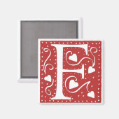 の結婚ハート文字F マグネット (正面/裏面)