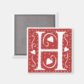 の結婚ハート文字H マグネット (正面/裏面)