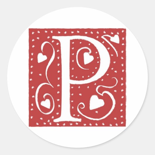 の結婚ハート文字P ラウンドシール (正面)