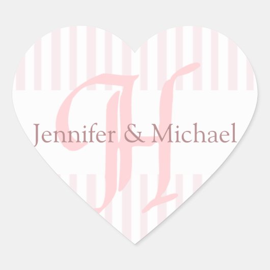 の結婚ハート新郎新婦モノグラム文字H ハートシール (正面)