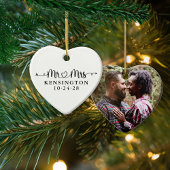 の結婚ハート矢印ミセス・ミセス・ニューライヴ・フォト セラミックオーナメント