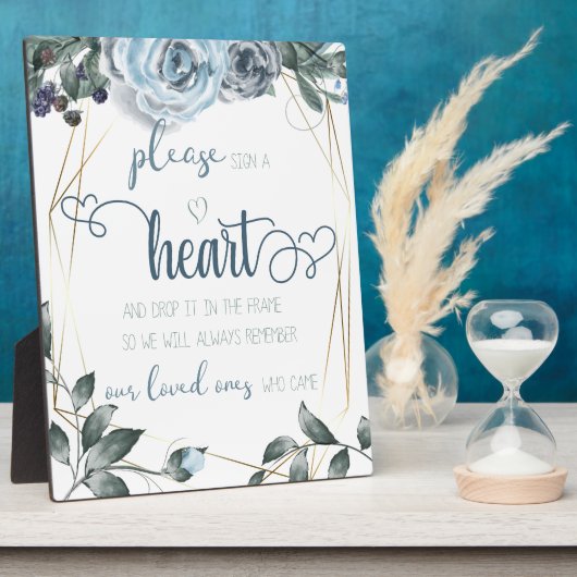 の結婚ハート署名 フォトプラーク (側面)