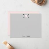 の結婚ハート+矢印Thanks Thank You Note Card ノートカード (正面/裏面インサイチュ)