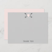 の結婚ハート+矢印Thanks Thank You Note Card ノートカード (正面/裏面)