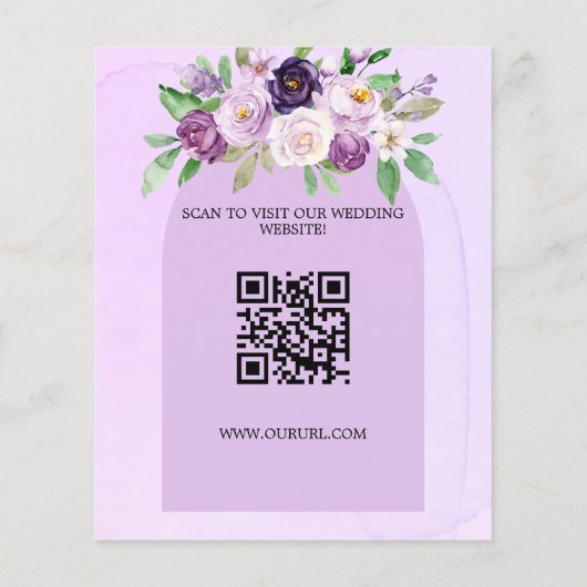 の結婚バイオレット花模様QR予算は日付を保存 チラシ (裏面)