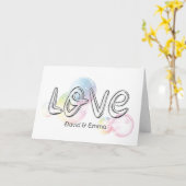 の結婚バブル文字 カード (黄色い花)