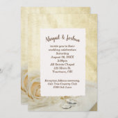 の結婚バラとリングや輪 招待状 (正面/裏面)