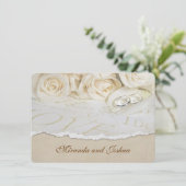 の結婚バラとリングや輪 招待状 (スタンド正面)