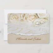 の結婚バラとリングや輪 招待状 (正面)