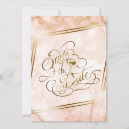 の結婚バラと金ゴールド大理石華美書道 セーブザデート