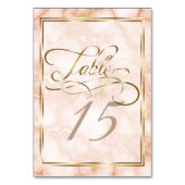 の結婚バラと金ゴールド大理石華美書道 テーブルナンバー (裏面)