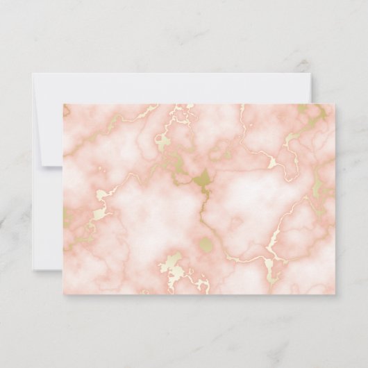 の結婚バラと金ゴールド大理石華美書道 出欠カード (裏面)