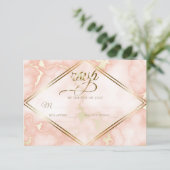 の結婚バラと金ゴールド大理石華美書道 出欠カード (スタンド正面)