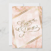 の結婚バラと金ゴールド大理石華美書道 招待状 (正面)