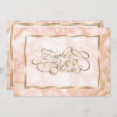 の結婚バラと金ゴールド大理石華美書道 招待状 (正面/裏面)