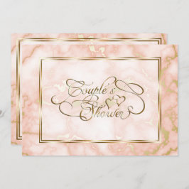 の結婚バラと金ゴールド大理石華美書道 招待状