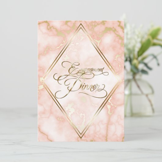 の結婚バラと金ゴールド大理石華美書道 招待状 (スタンド正面)