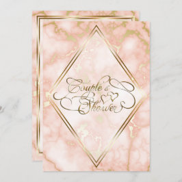 の結婚バラと金ゴールド大理石華美書道 招待状