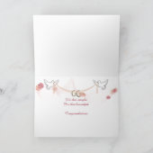 の結婚バラの花束と裂けた紙の縁 カード (内部)