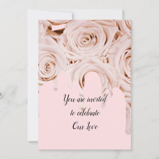 の結婚バラは書エレガント道文字 招待状 (正面)